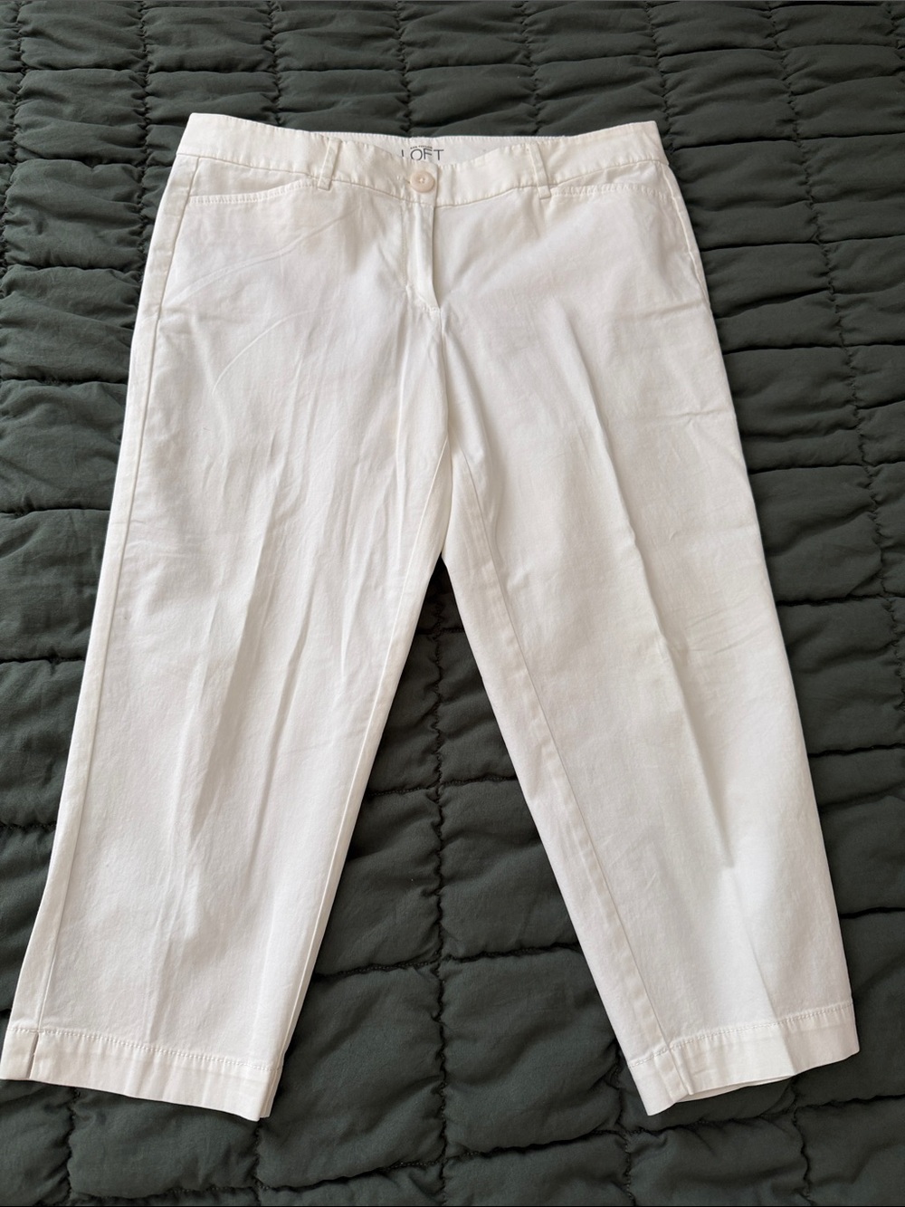 LOFT White Cropped Straight-Leg Pants